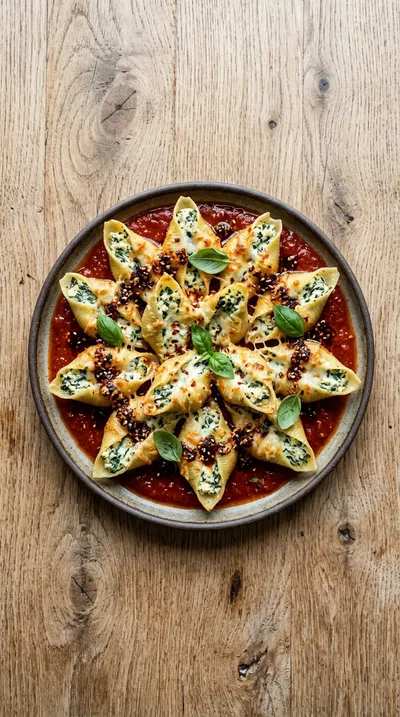 Spinach Stuffed Shells With Chili Crisp - cooking process
