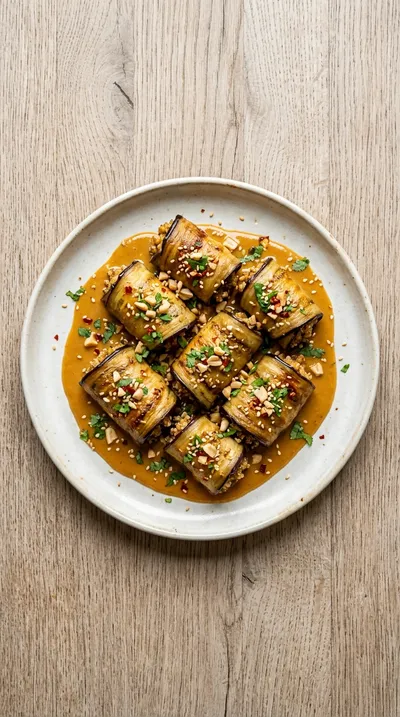 Eggplant Rollatini With Peanut Sauce - cooking process