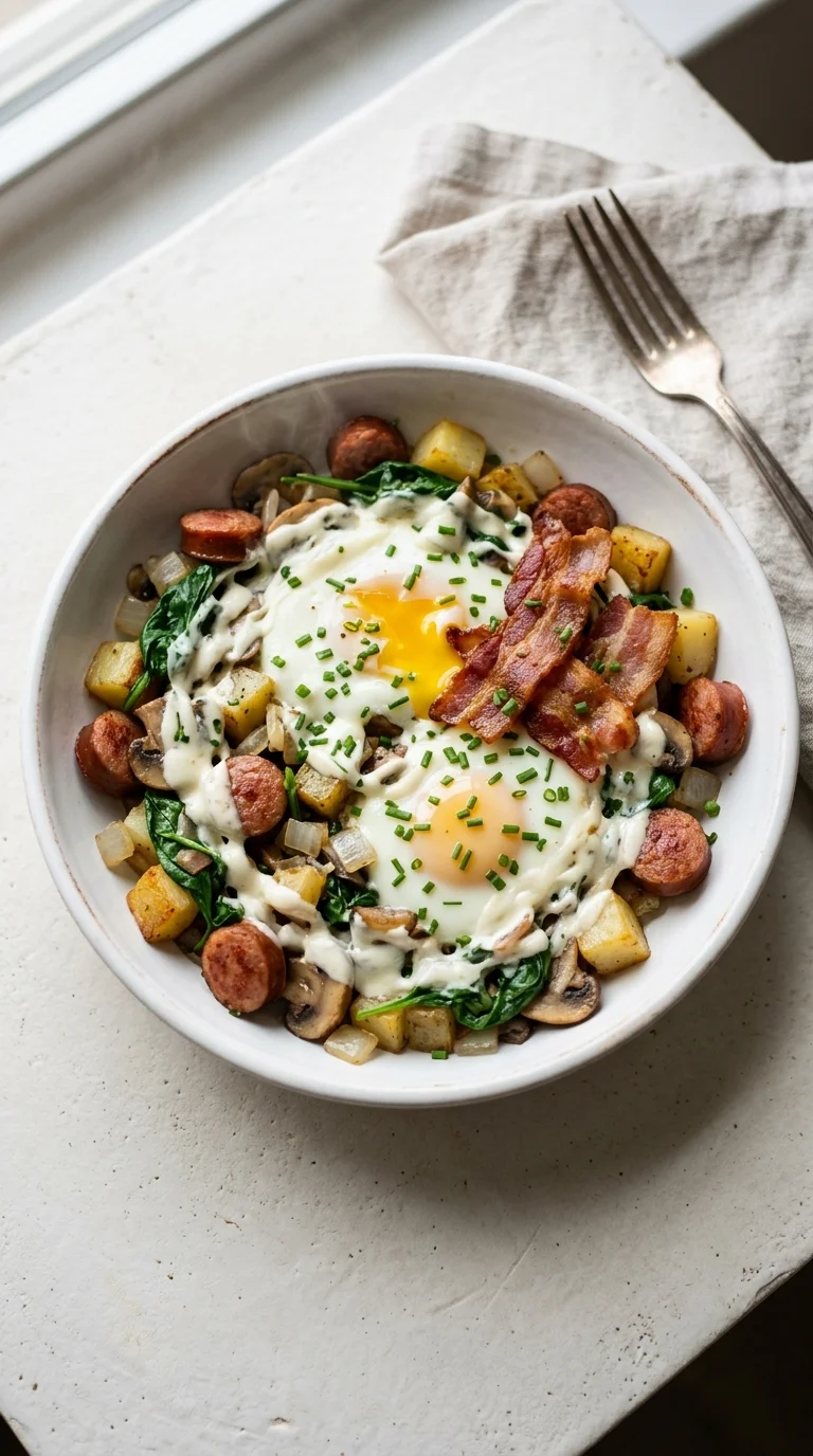 Breakfast Skillet with Cream Cheese Swirl