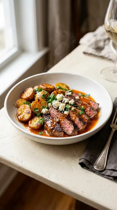 Steak and Potatoes with Buffalo Sauce