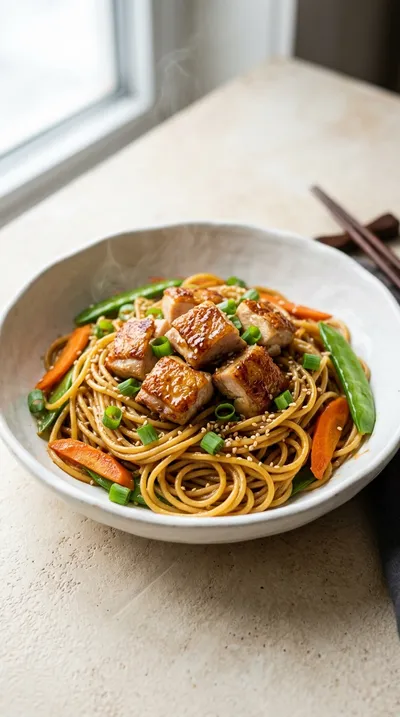 Teriyaki Noodles with Crispy Chicken