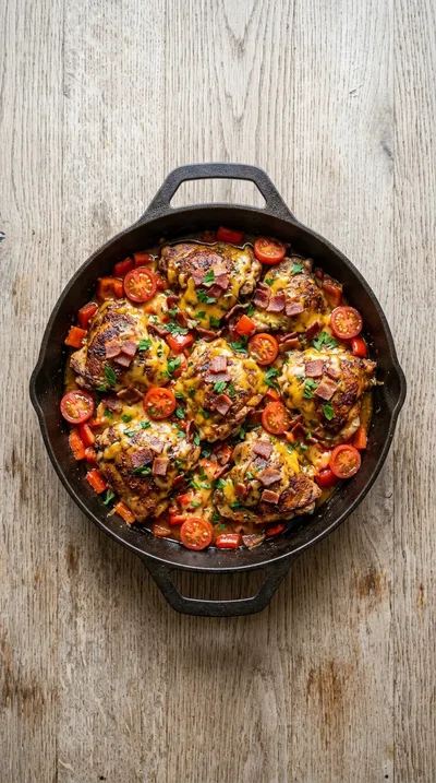 Cheddar Turkey Bacon Chicken Skillet - cooking process