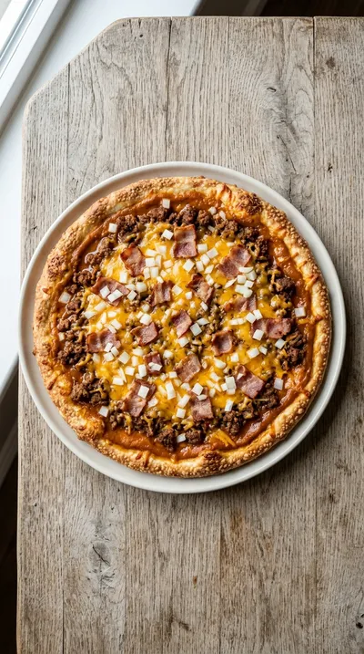 Beef Taco Pizza With Cheddar And Turkey Bacon - cooking process