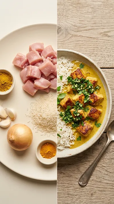 Chicken Coconut Curry With Garlic Herb Sauce - ready to serve