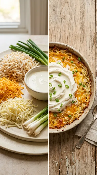 Hash Brown Casserole With Whipped Cream - ready to serve