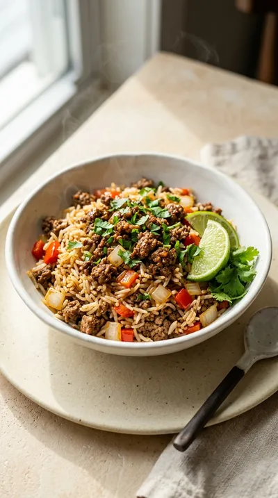 Beef Pepper Rice with Taco Seasoning