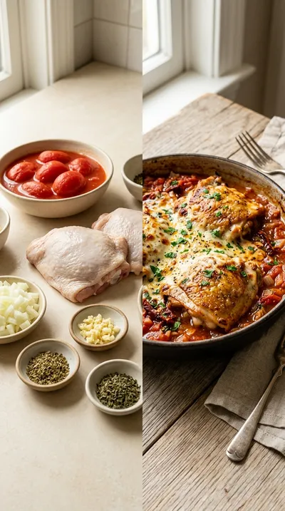 Tuscan Tomato Chicken Bake - ready to serve