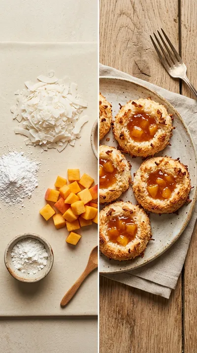 Coconut Macaroons With Peach Filling - ready to serve