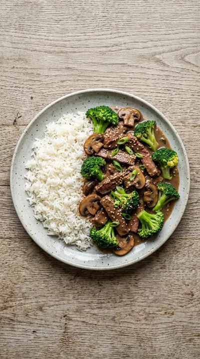 Beef and Broccoli with Mushroom Gravy - cooking process