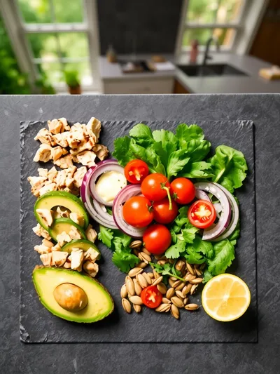 Avocado Chicken Salad – Healthy Quick Meal - ingredients preparation