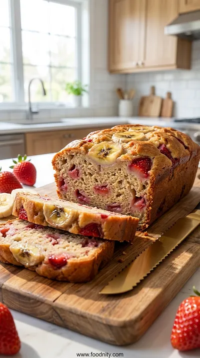 Healthy Banana Strawberry Bread