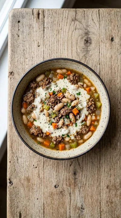 Beef Bean Soup with Garlic Parmesan Sauce - cooking process