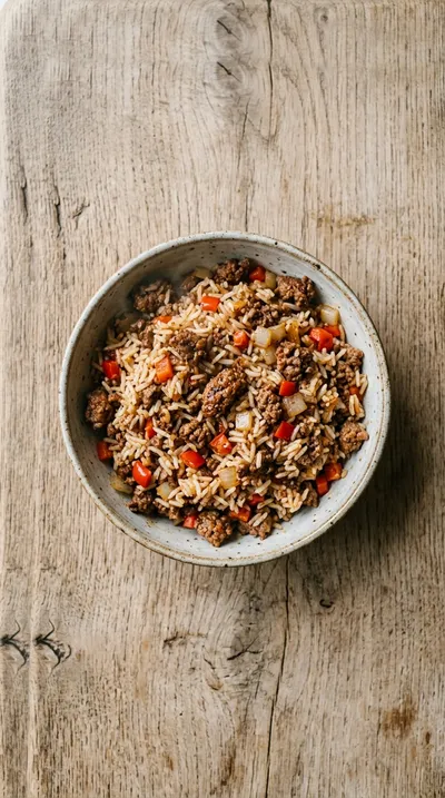 Beef Pepper Rice with Taco Seasoning - cooking process