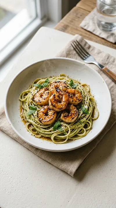 Pesto Pasta with Garlic Sesame Sauce