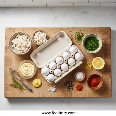 Crab Deviled Eggs – Simple Seafood Appetizer - cooking process