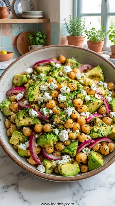Creamy Chickpea Feta Avocado Salad