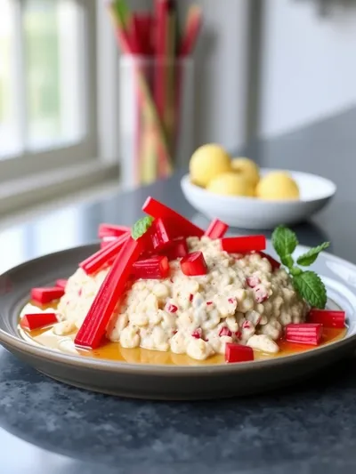 Creamy Rhubarb Overnight Oats - cooking process