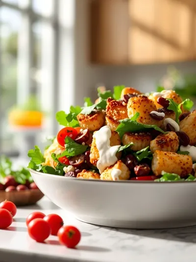 Crispy Gnocchi Salad With Yogurt Dressing