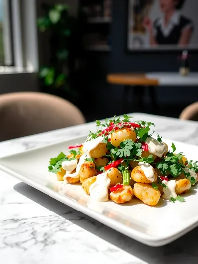 Crispy Gnocchi Salad With Yogurt Dressing - cooking process