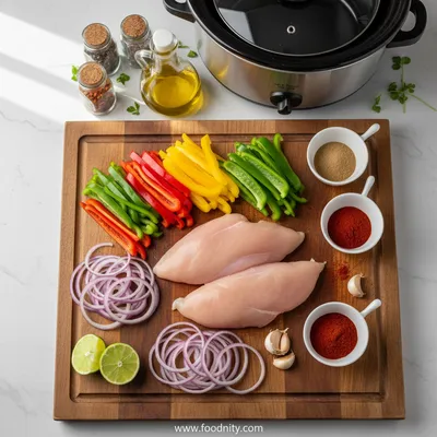 Easy Crockpot Chicken Fajitas - cooking process