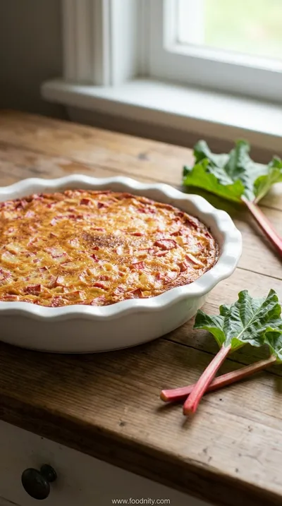 Easy Crustless Rhubarb Custard Pie