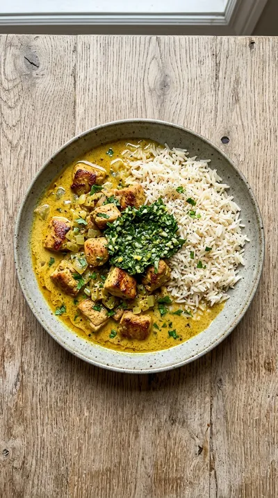 Chicken Coconut Curry With Garlic Herb Sauce - cooking process