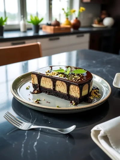 Dubai Style Pistachio Chocolate Cheesecake - ready to serve