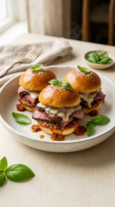 Roast Beef Sliders With Tomato Basil Sauce