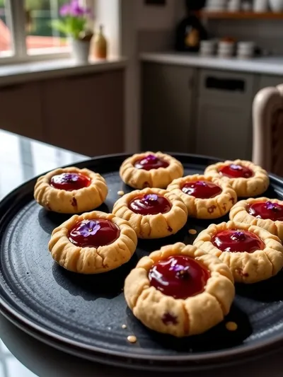 Flower Jam Thumbprint Cookies - ready to serve