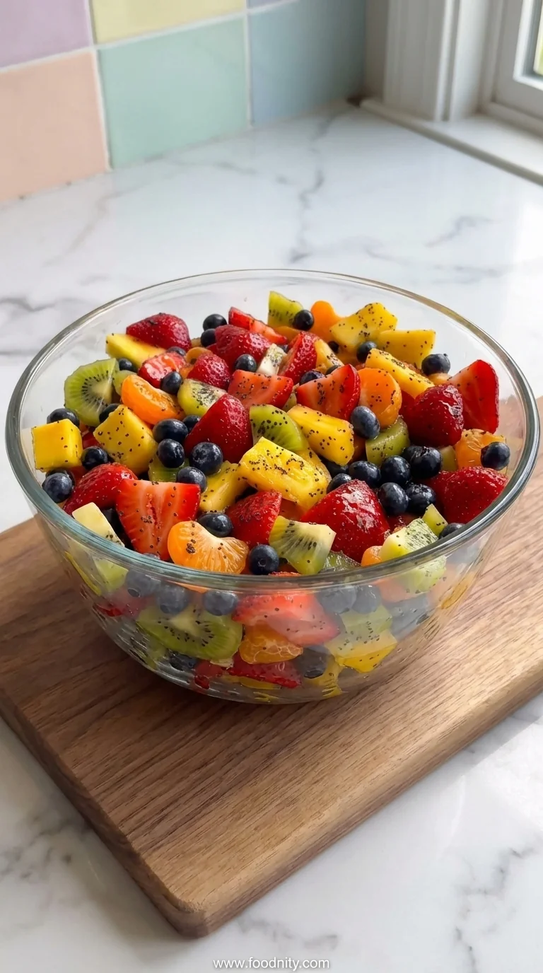 Fresh Fruit Salad with Honey Lime Poppy Seed Dressing - feature image
