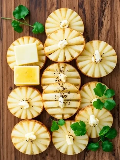 Irresistible Garlic Butter Accordion Potatoes - ingredients preparation