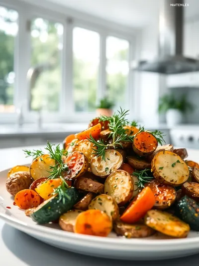 Garlic Herb Roasted Potatoes with Carrots & Zucchini