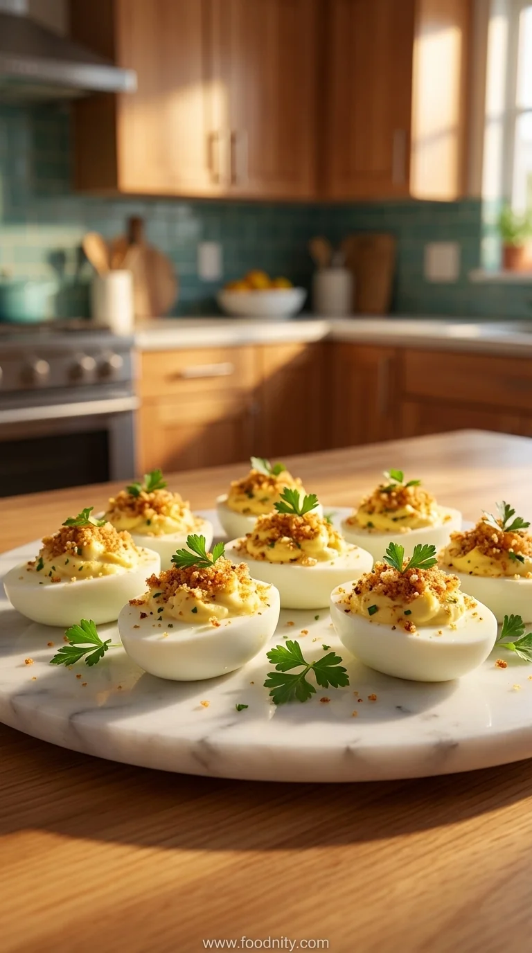 Garlic Parmesan Deviled Eggs - feature image