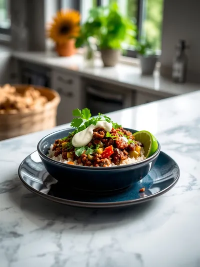 Ground Beef Taco Rice Bowl - cooking process
