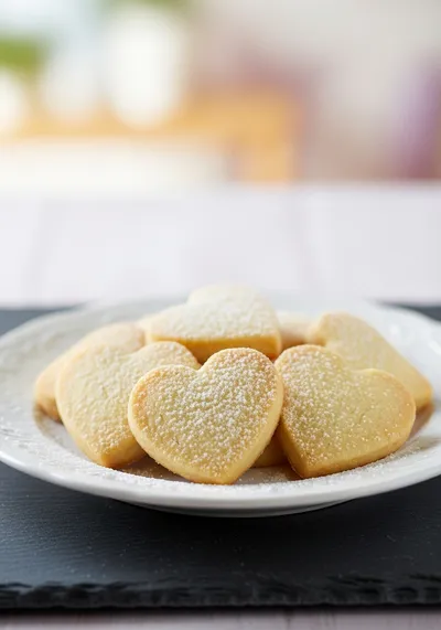 Heart-Shaped Strawberry Shortbread Cookies