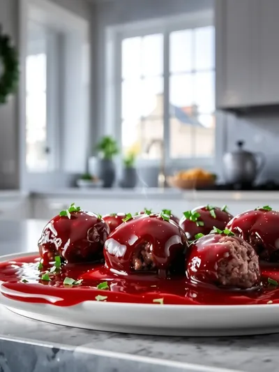 Holiday Meatballs in Grape Jelly Sauce