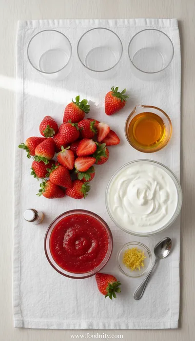 Layered Strawberry Yogurt Mousse Cups - ingredients preparation