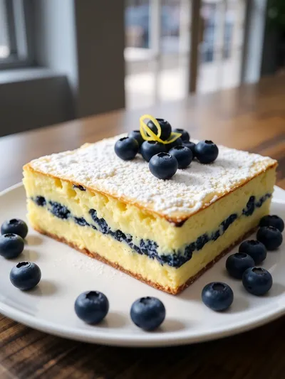 Easy Lemon Blueberry Sheet Cake - ready to serve
