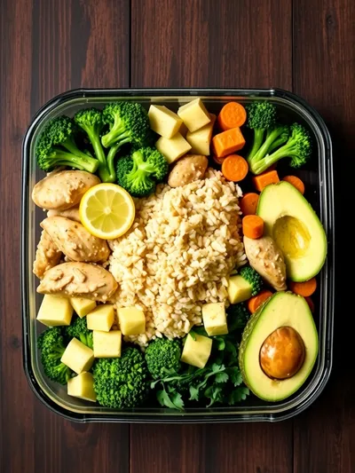 Lemon Garlic Chicken Meal Prep Bowls - ingredients preparation