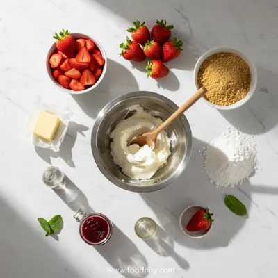 No-Bake Strawberry Cheesecake Parfaits - ingredients preparation