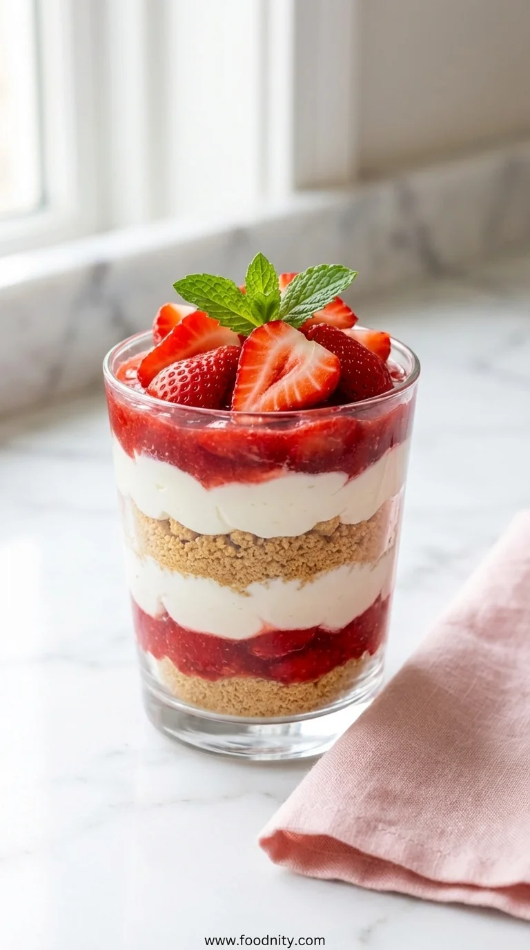 No-Bake Strawberry Cheesecake Parfaits - feature image