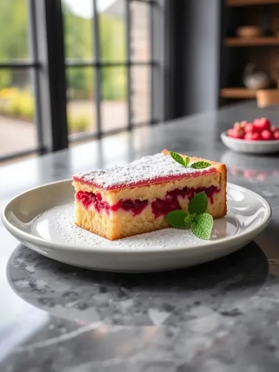 Norwegian Rhubarb Cake - Traditional Tender Crust - cooking process
