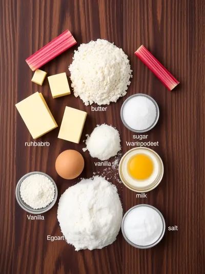 Norwegian Rhubarb Cake - Traditional Tender Crust - ingredients preparation