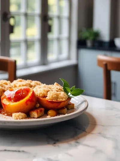 Quick and Easy Peach Cobbler - ready to serve