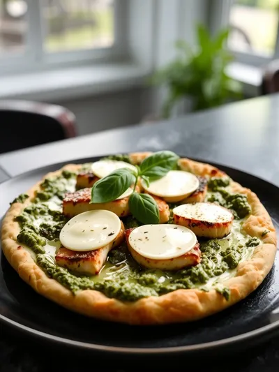 Pesto Chicken Flatbread With Mozzarella - cooking process