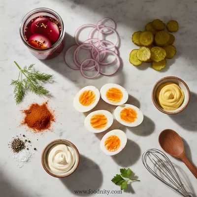 Pickled Deviled Eggs Recipe - cooking process