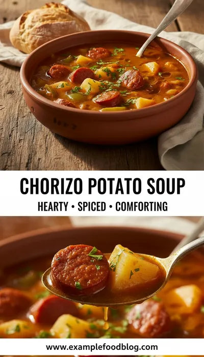 Spanish Potato Soup with Chorizo Recipe - ready to serve