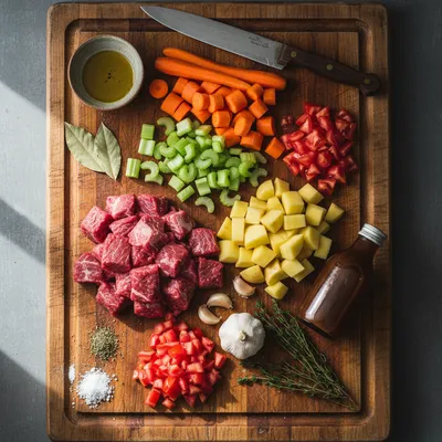 Ultimate Vegetable Beef Soup Recipe – Hearty & Cozy - ingredients preparation