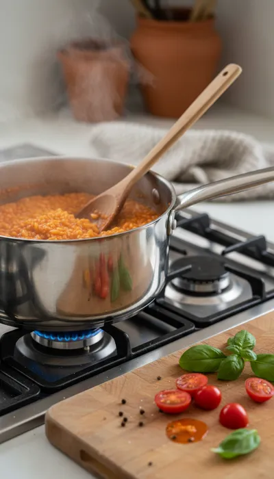 Easy Tomato Risotto Recipe (30-Minute Meal) - cooking process