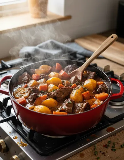 Easy Homemade Beef Stew Recipe - cooking process